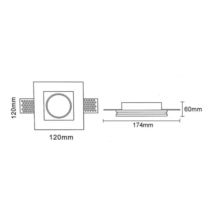 Kit Support Spot GU10 LED Carré Blanc Ø120mm + vitre opaque avec Ampoule LED 6W (Pack de 10) - Silamp France