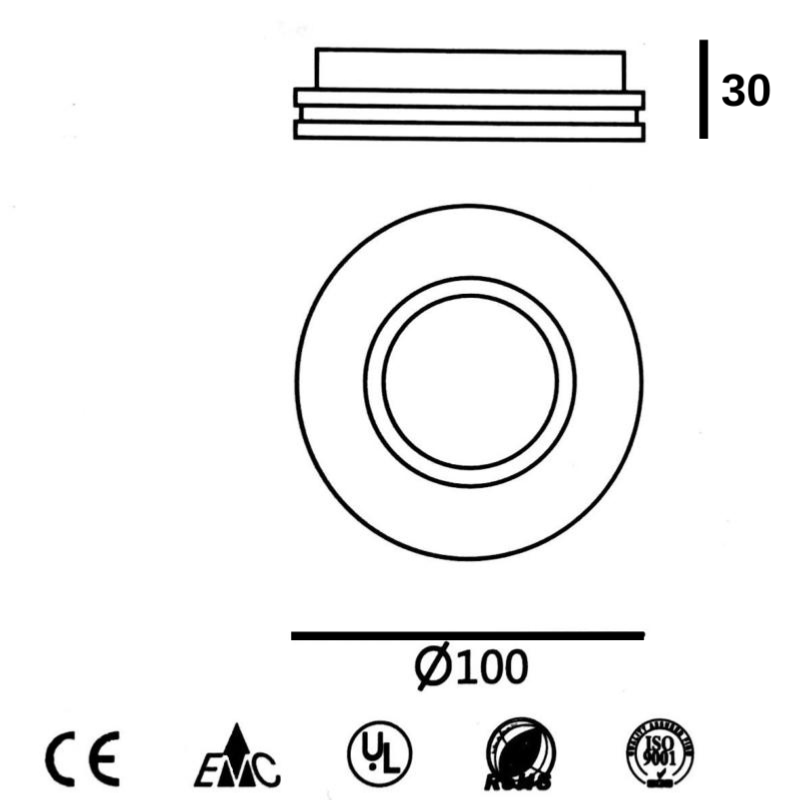 Kit Support Spot GU10 LED Rond Blanc Ø100mm avec Ampoule LED 6W (Pack de 10) - Silamp France