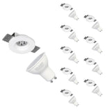 Kit Support Spot GU10 LED Rond Blanc Ø100mm avec Ampoule LED 6W (Pack de 10)