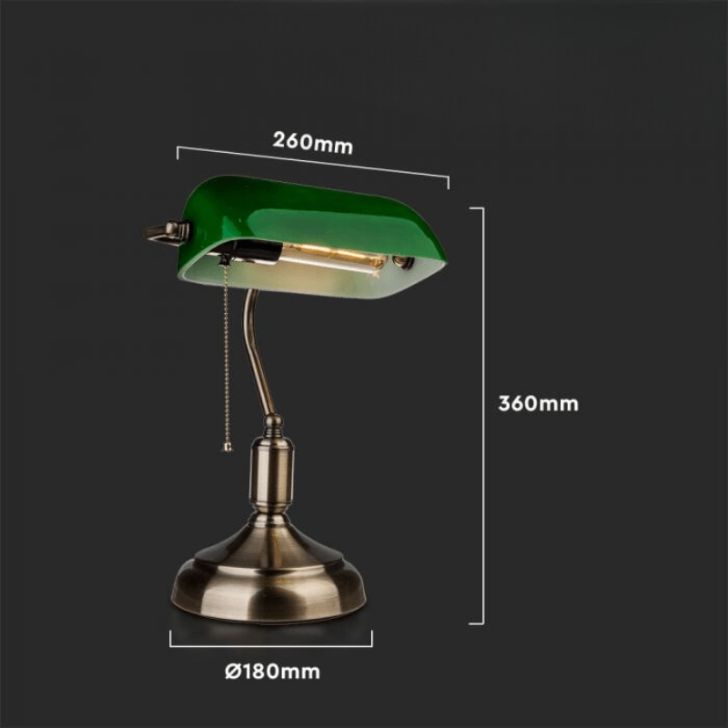 Lampe de Banquier Verte avec Interrupteur pour Ampoule E27 Garantie 5 ans - Silamp France
