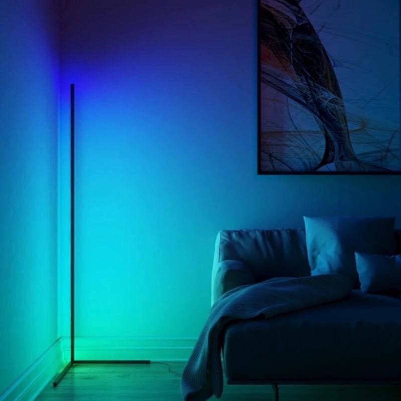 Lampadaire LED , RGBW LED Lampadaire Salon sur Pied d'angle Moderne Lampe  d'Ambiance Multicolore Dimmable avec Télécommande et APP Contrôle Eclairage  LED Decoration à l'Intérieur [Classe énergétique F]