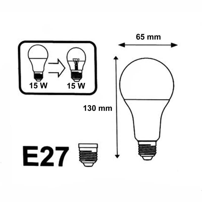 Ampoule LED E27 15W 220V A65