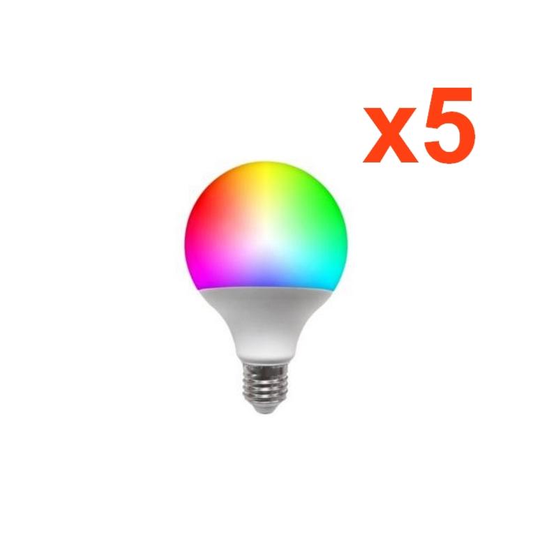 Ampoule LED Connectée WiFi E27 11W G95 RGBW (Lot de 5)