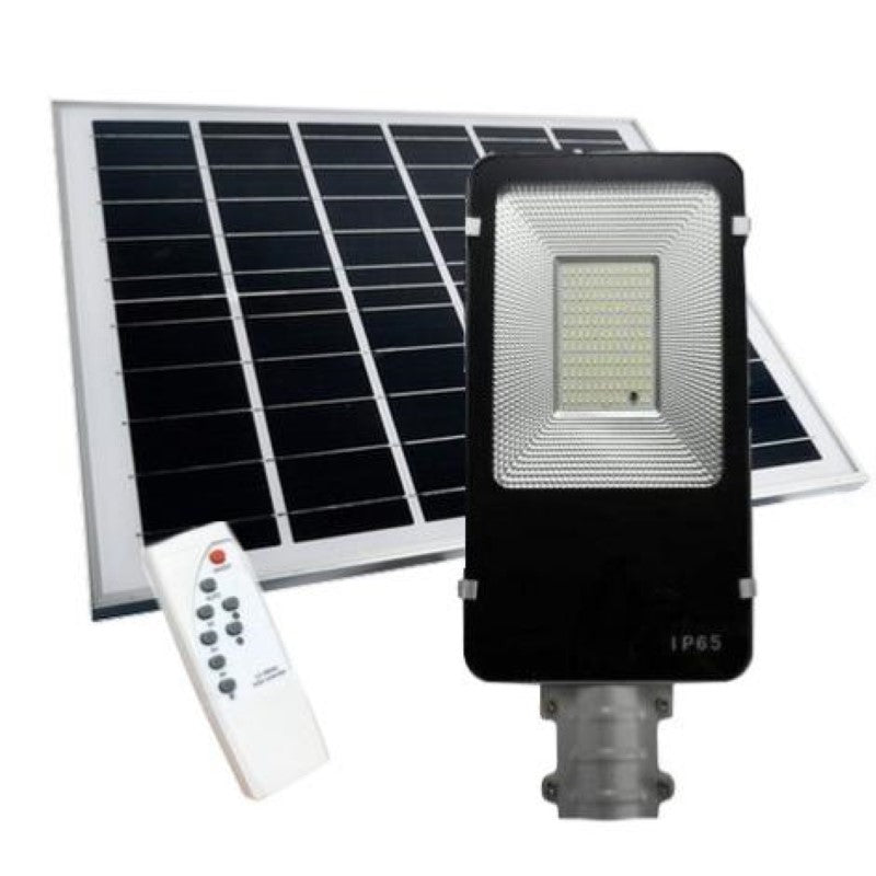 Luminaire Extérieur LED Solaire 50W Dimmable avec Détecteur (Panneau Solaire + Télécommande Inclus) - Silamp France