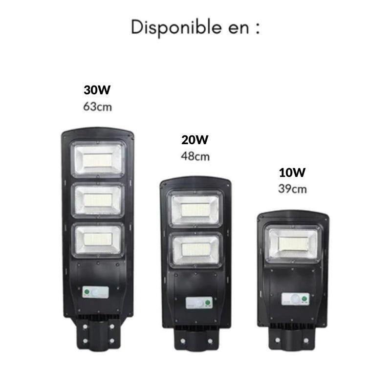 Luminaire LED urbain solaire 24W IP65 Dimmable (Barre métallique + télécommande incluses) - Silamp France