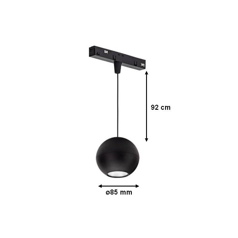 Luminaire Suspendu Rond pour Rail Magnétique 48V 10W Noir - Silamp France