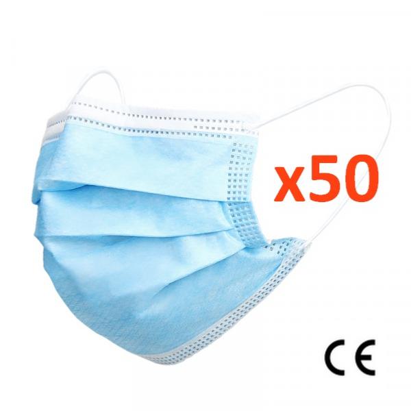 Masques Chirurgicaux CE Type II - Bleus 3 Plis jetables - Boîte de 50 - Silamp France