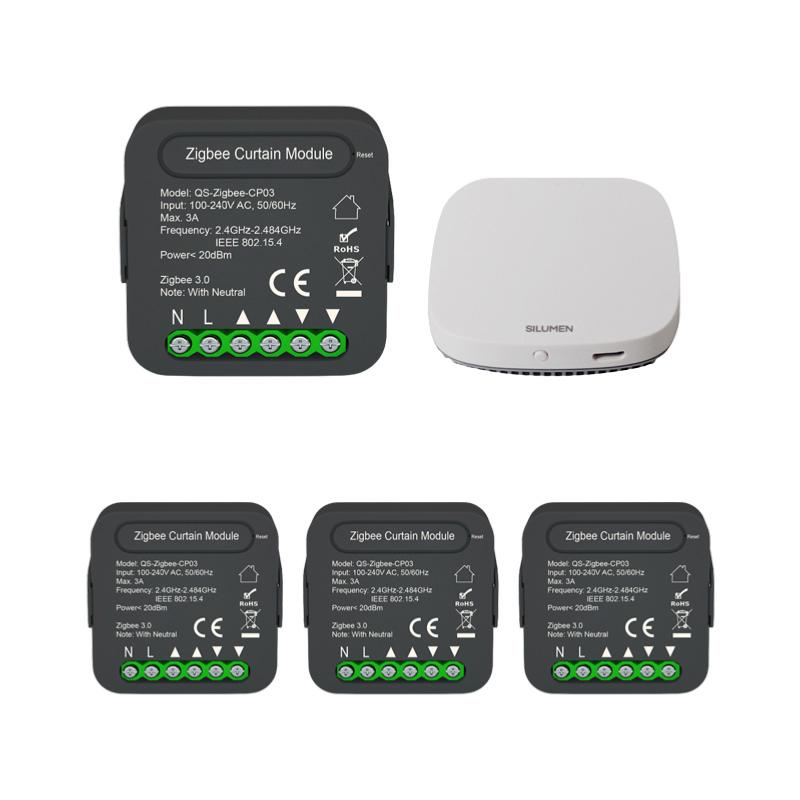 Modules Interrupteur pour Volet Roulant Zigbee (4 pièces) + 1 passerelle Zigbee - Silamp France