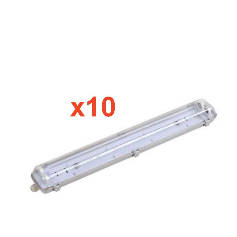 Réglette étanche double pour Tube LED T8 150cm IP65 (Boitier vide) (Pack de 10)