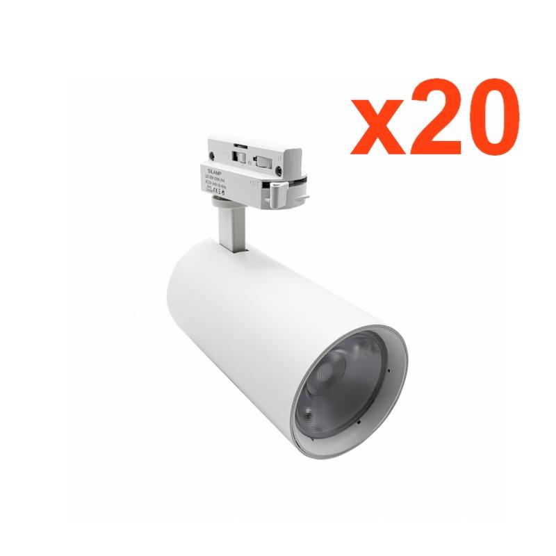 Spot LED sur Rail 30W 60° Monophasé BLANC (Pack de 20)