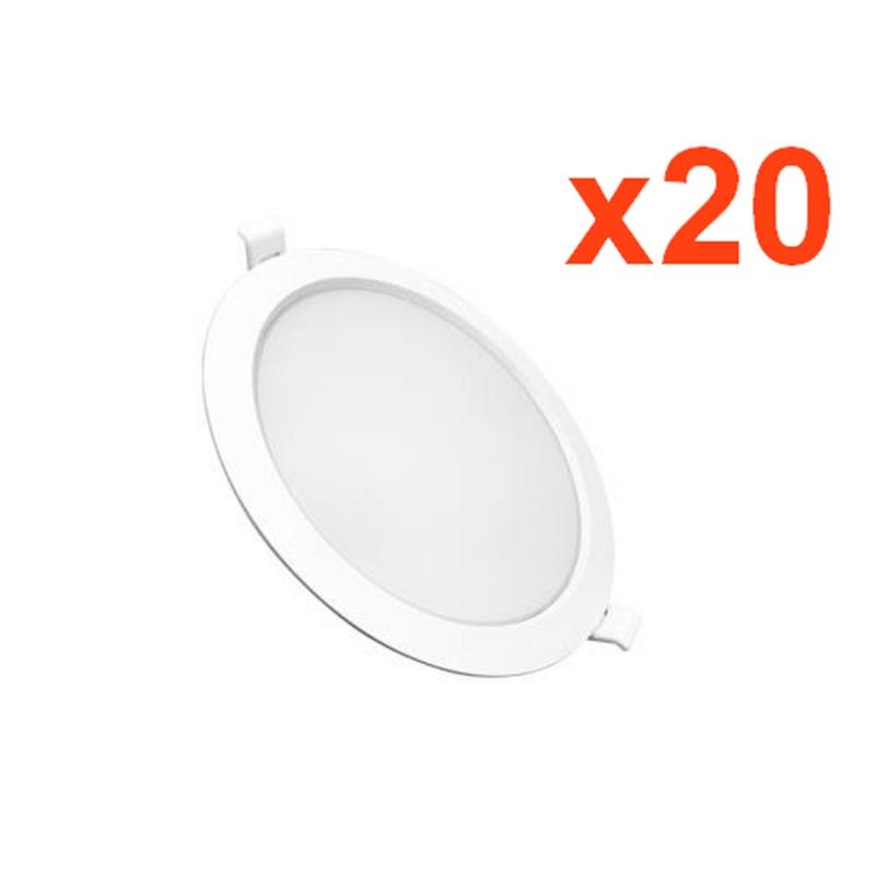Spot LED Encastrable Rond BLANC 24W Ø225mm (Pack de 20)