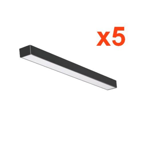 Réglette LED 120cmx5cm 48W Suspendue NOIR (Pack de 5)