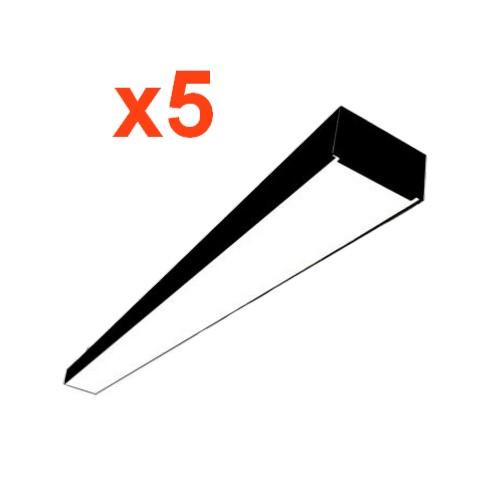 Réglette LED 120cmx7cm 38W Suspendue NOIR (Pack de 5)