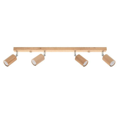 Plafonnier Bois Orientable pour 4 Ampoules GU10