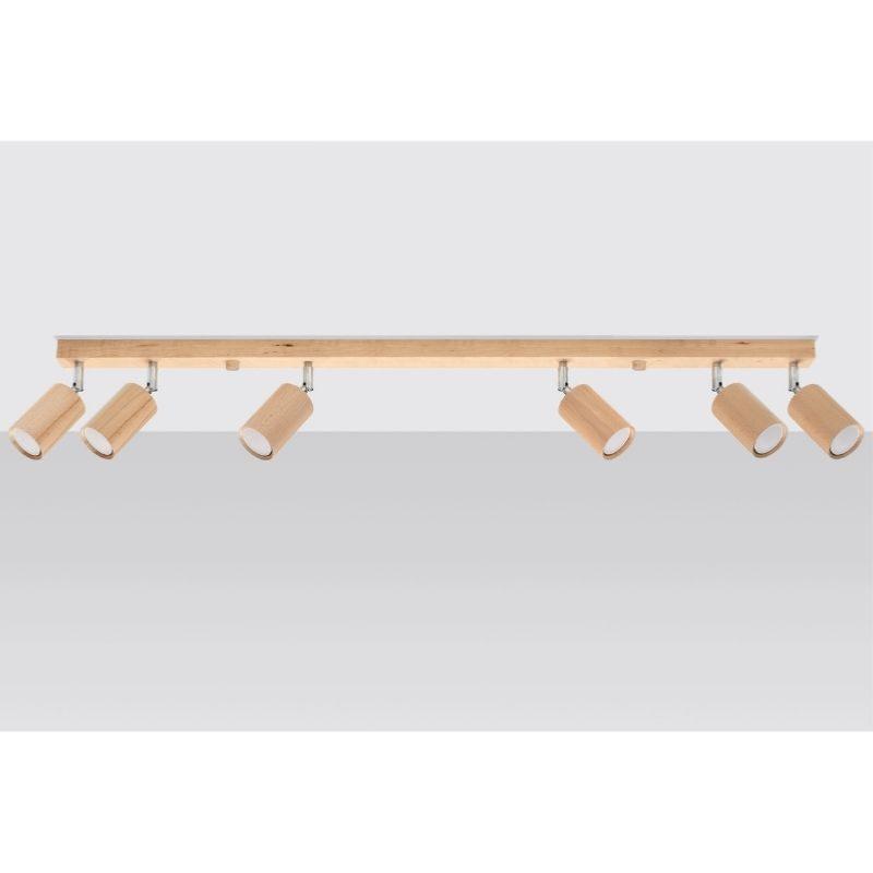 Plafonnier Bois Orientable pour 6 Ampoules GU10