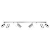 Plafonnier Spot Orientable Inox pour 6 Ampoules GU10