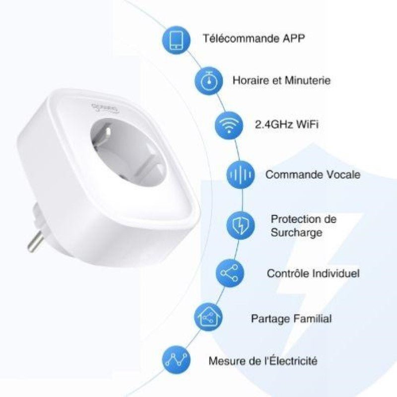 Prise Connectée WiFi 2.4GHz 16A Blanche (Lot de 2) - Silamp France