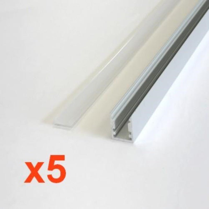Profilé Aluminium 1m pour Ruban LED avec Cache Blanc Opaque (Pack de 5) - Silamp France