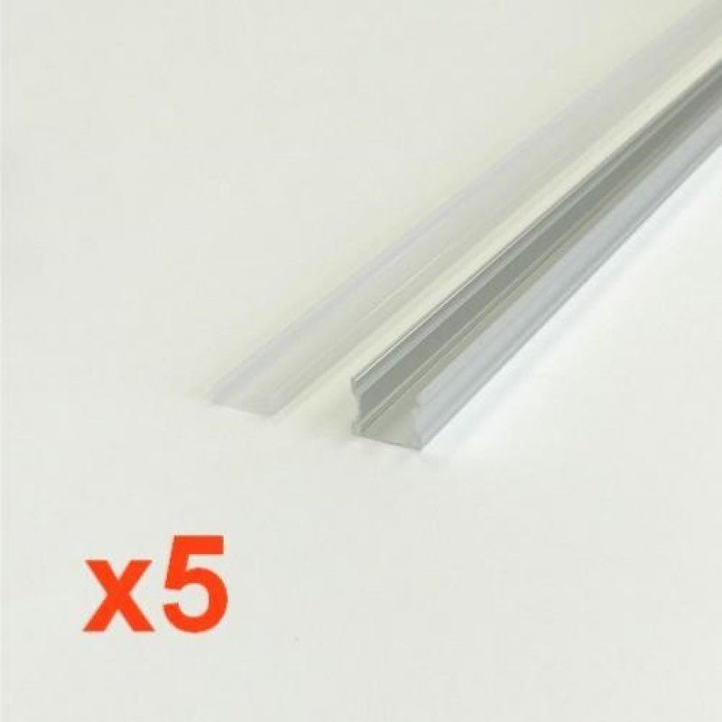 Profilé Aluminium 1m pour Ruban LED - Couvercle Opaque (Pack de 5) - Silamp France