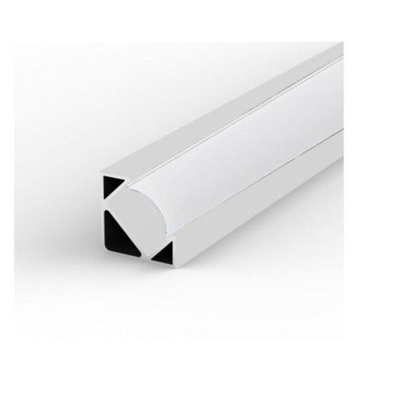 Profilé Aluminium Blanc Angle 2m pour Ruban LED Couvercle Blanc Opaque - Silamp France