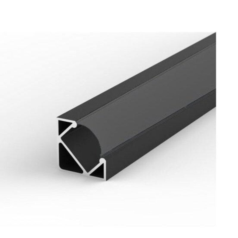 Profilé Aluminium Noir Angle 2m pour Ruban LED Couvercle Noir Opaque - Silamp France