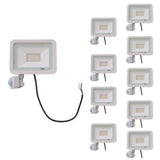 Projecteur LED 30W avec Détecteur de Mouvement Crépusculaire Extra Plat IP65 BLANC (Pack de 10)