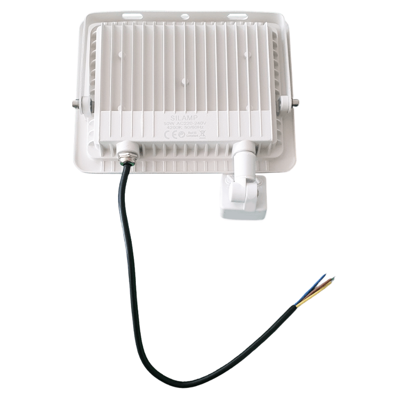 Projecteur LED 50W Détecteur de Mouvement Crépusculaire Extra Plat IP65 BLANC (Pack de 10) - Silamp France