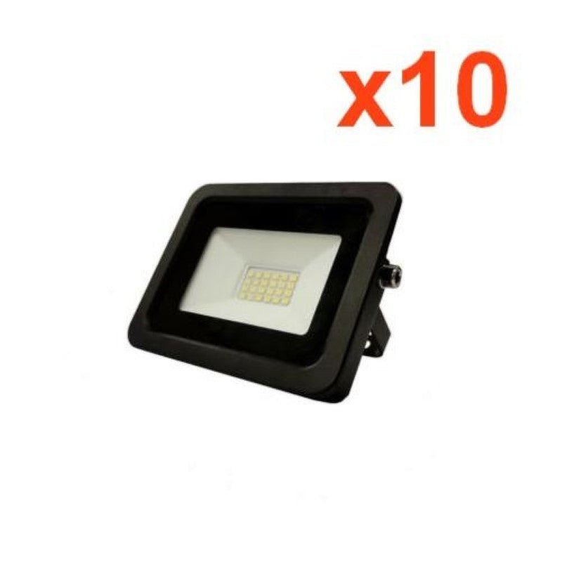 Projecteur LED Extérieur 10W IP65 Noir (Pack de 10) - Silamp France