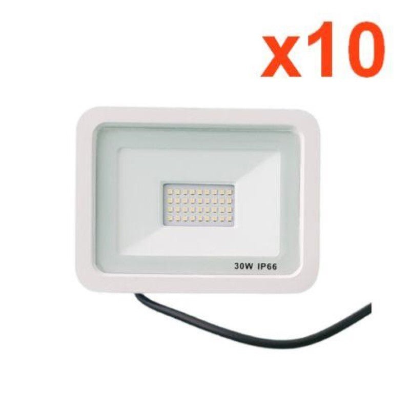 Projecteur LED Extérieur 30W IP66 BLANC (Pack de 10) - Silamp France