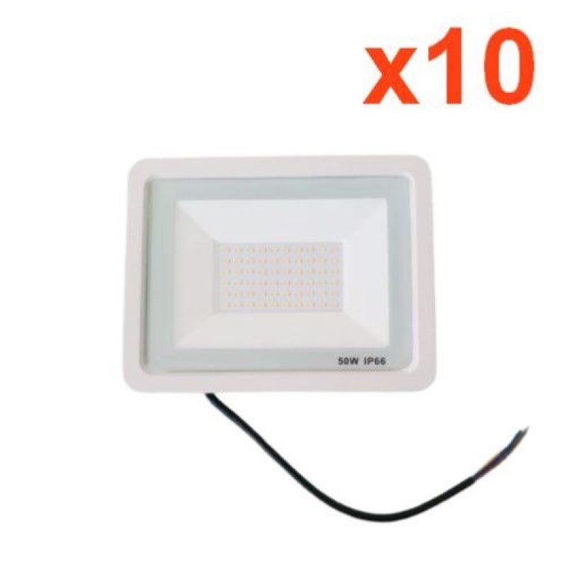 Projecteur LED Extérieur 50W IP66 BLANC (Pack de 10) - Silamp France