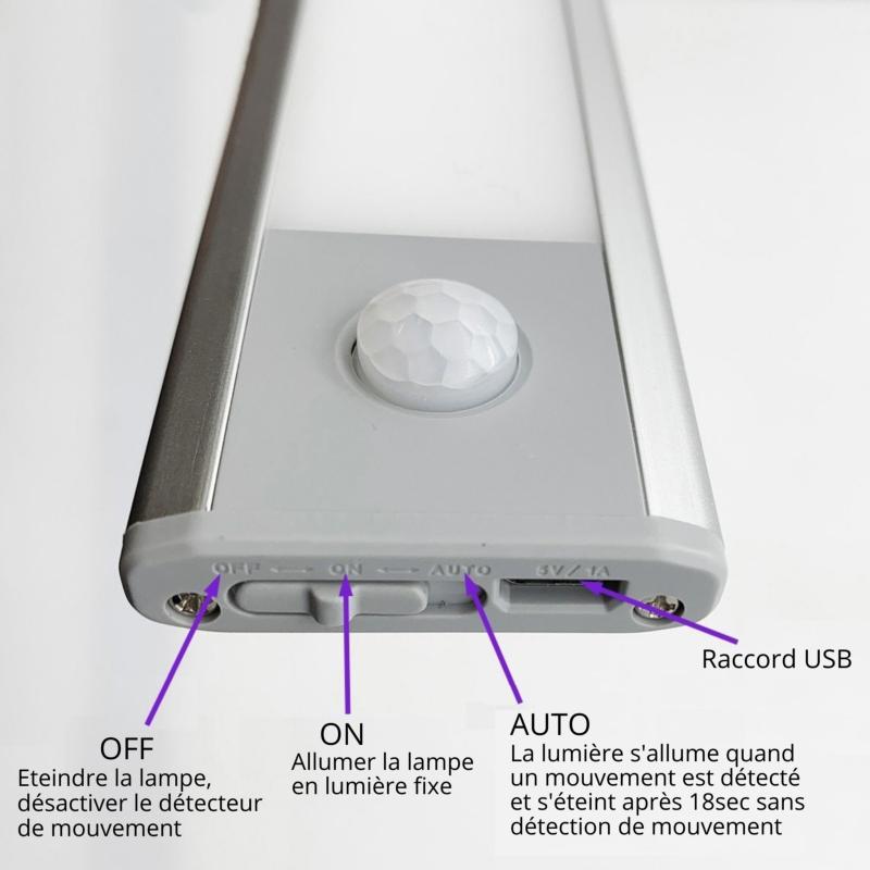 Réglette LED rechargeable sans fil - MotionLight USB - SCS Sentinel