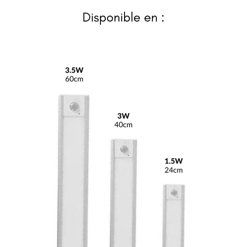 Réglette LED Rechargeable USB 60cm IP40 avec Détecteur de mouvement - Silamp France