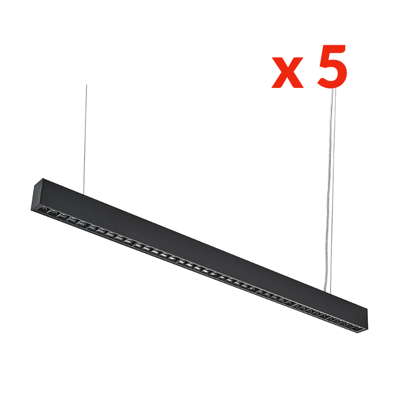 Réglette Suspendue LED 120cm 35W Noir (Lot de 5) - Silamp France