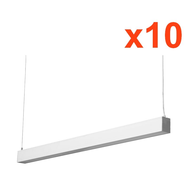 Réglette Suspendue LED Large 120cm 35W Argent (Pack de 10) - Silamp France