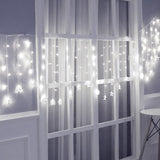 Rideau lumineux Etoiles 100LED IP44 2x0.7M - câble transparent, BLANC FROID