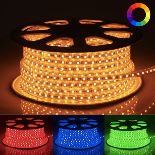 Ruban LED 50M 220V RGB Recoupable 5050 IP65 60LED/m + Télécommande