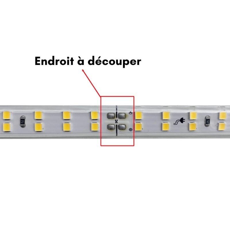 Ruban LED 220V Fin Recoupable 50M Double Rangée 9W/m IP65 2835 180LED/m