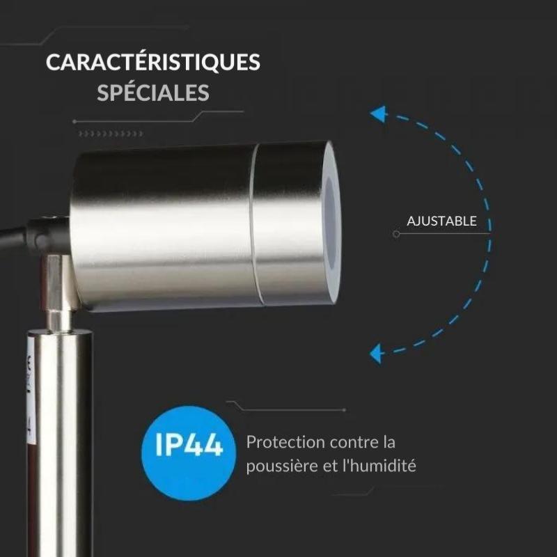 Spot Extérieur à Piquer Acier Inoxydable IP44 pour Ampoule GU10 - Silamp France