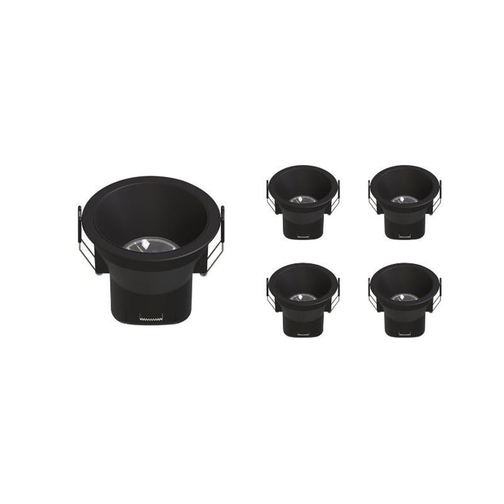 Spot LED Encastrable 9W IP44 Dimmable Noir CCT Ø85mm - 3000K/4000K/6500K (Pack de 5)