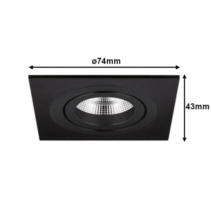 Spot LED Encastrable Orientable 5W Carré Noir SMD - Silamp France