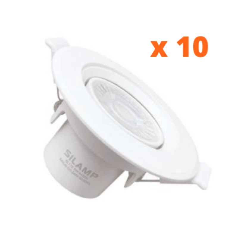 Spot LED Encastrable Orientable Rond Blanc 8W (Pack de 10) - Silamp France