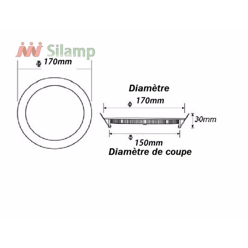 Spot LED Encastrable Rond 12W ALU (Pack de 10) - Silamp France