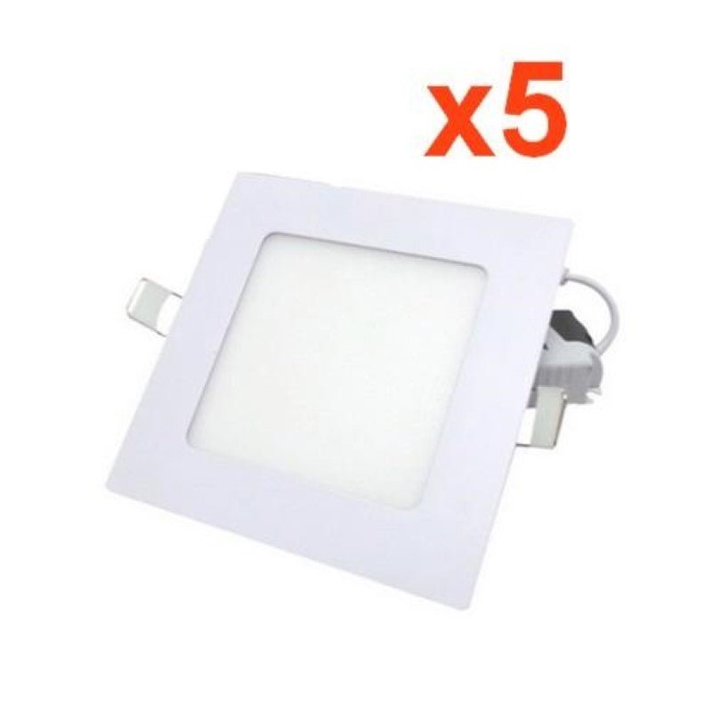 Spot LED Extra Plat Carré 6W Blanc (Pack de 5) - Silamp France