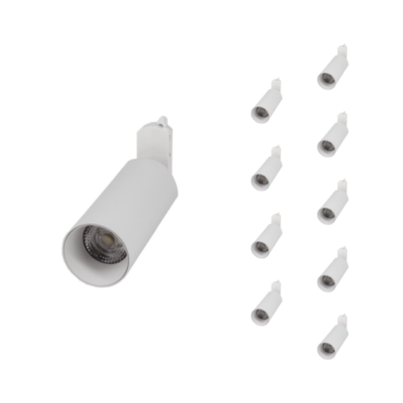 Spot LED sur Rail 18W 38° Monophasé BLANC (Pack de 10) - Silamp France