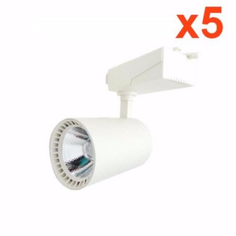 Spot LED sur Rail 30W 80° Monophasé BLANC (Pack de 5) - Silamp France