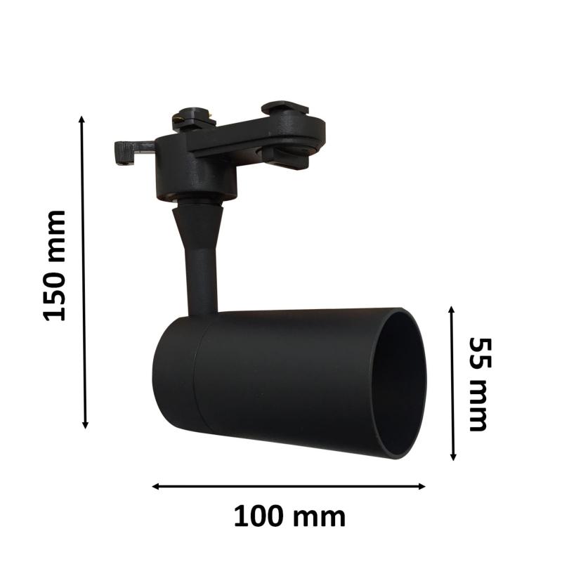 Spot LED Sur Rail 80° Triphasé NOIR Pour Ampoule GU10 - SILAMP