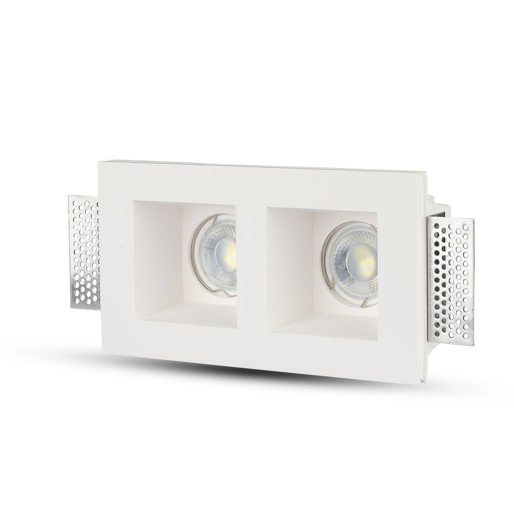 Support Spot Double GU10 LED Carré Blanc 215x118mm - Silamp France