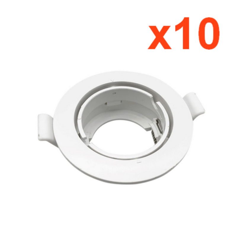 Support Spot Encastrable GU10 LED Orientable Rond BLANC (Pack de 10) - Silamp France