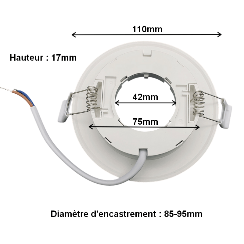 Support Spot Encastrable GX53 LED Rond BLANC - Silamp France