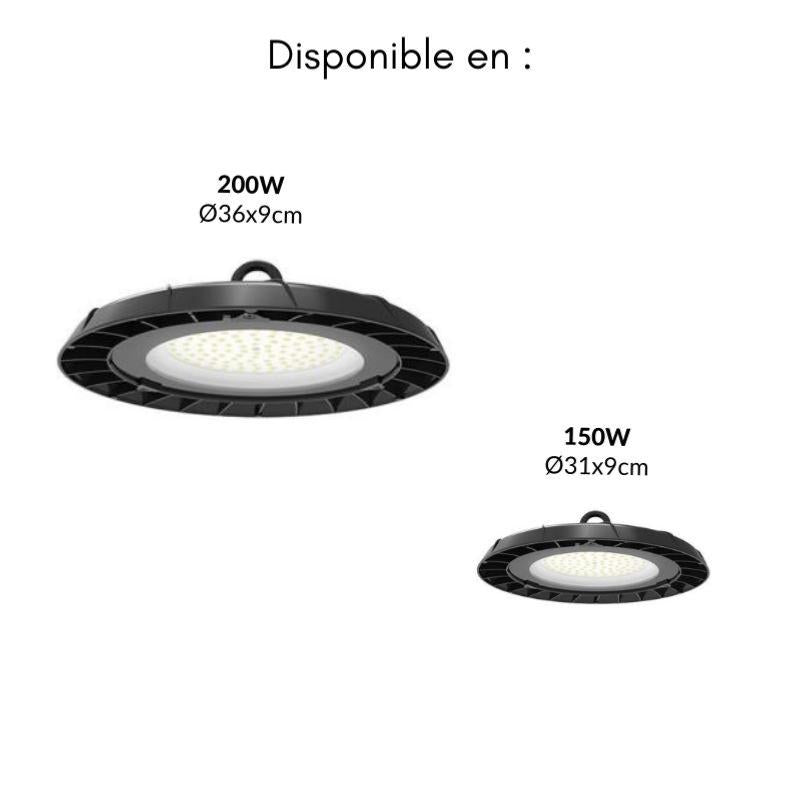 Suspension Industrielle HighBay UFO 200W IP65 90° - Silamp France